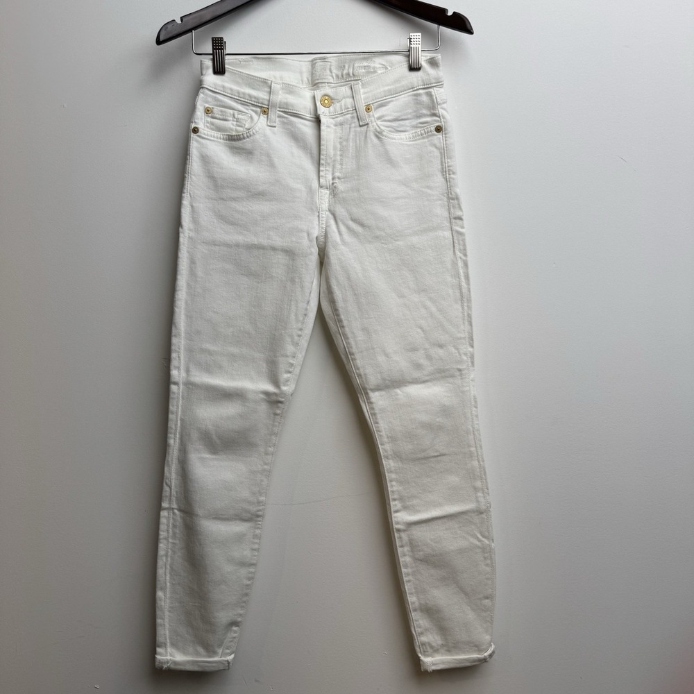 7 For All Mankind Jeans Womens 27x27 White Slim Denim Beach Wedding Vacation